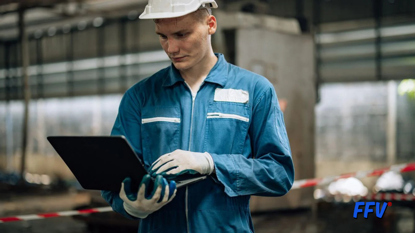 Technicien FFV utilisant un logiciel dédié au vitrage